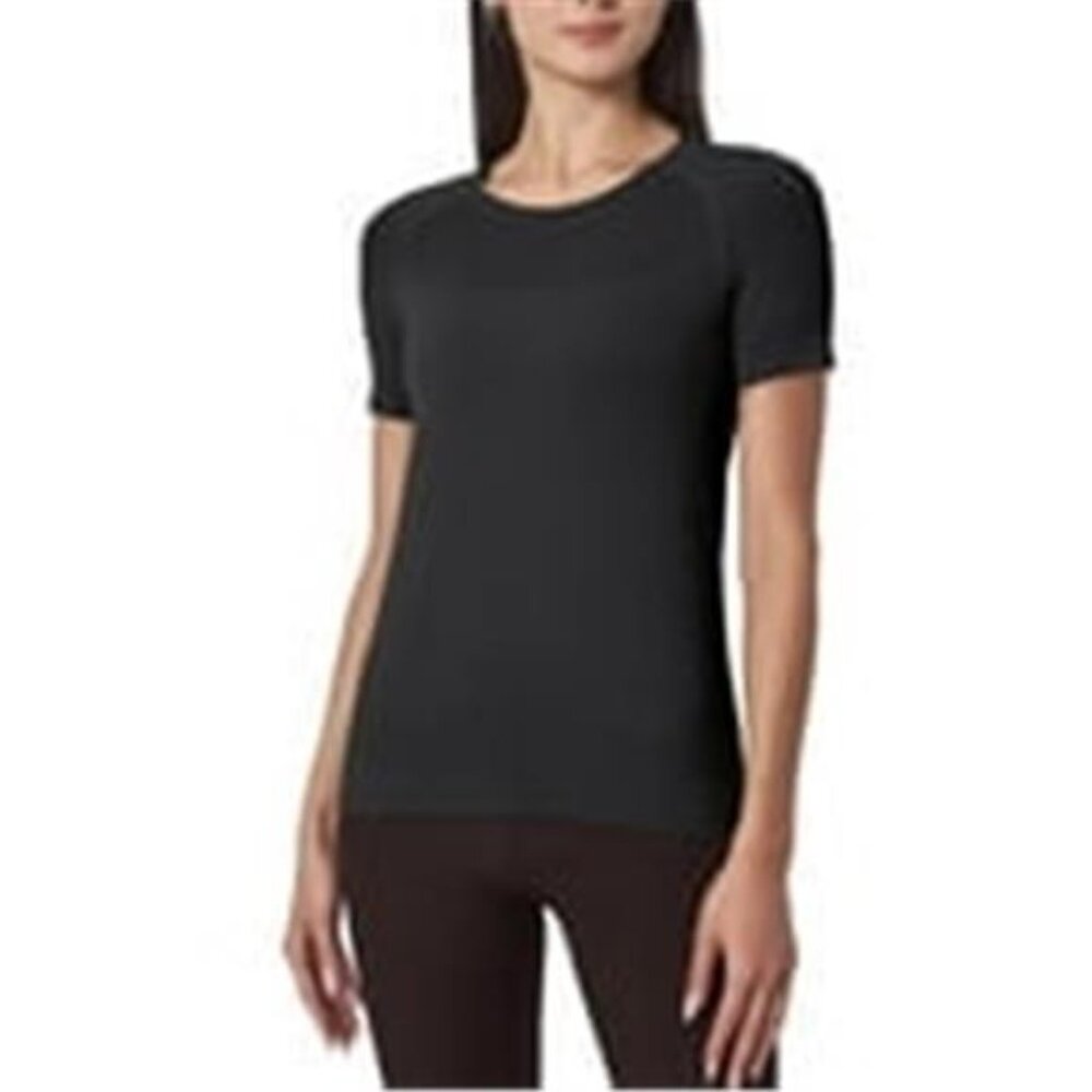 Mondetta Women's Short Sleeve Fitted Active Seamless T-Shirt (Black, Large)